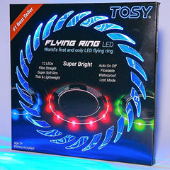 TOSY Flying Ring - 16 Million Color RGB LEDs or 12 LEDs, Super Bright, Lost Mode, Auto Light Up, Camping Essentials for Kids/Teens/Boy/Girl, Safe & Soft, Waterproof, Pool/Beach Games, Lightweight Toy